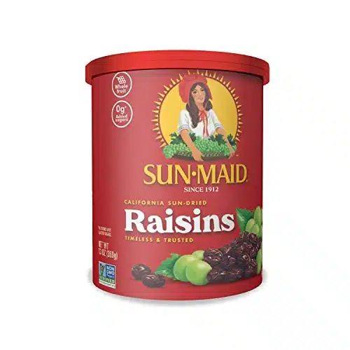 Sun Maid California Sun Dried Raisins   oz Resealable Canister   Dried Fruit Snack for Lunches, Snacks, and Natural Sweeteners