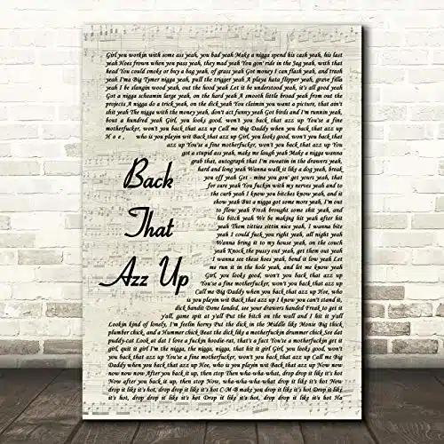 The Card Zoo Back That Azz Up Vintage Script Song Lyric Quote Music Print