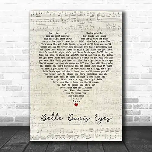 The Card Zoo Bette Davis Eyes Script Heart Song Lyric Print