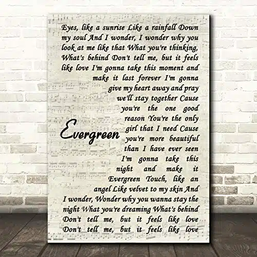 The Card Zoo Evergreen Song Lyric Vintage Script Quote Wall Art Gift Print