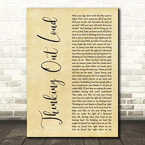 The Card Zoo Thinking Out Loud Rustic Script Song Lyric Quote Wall Art Gift Print