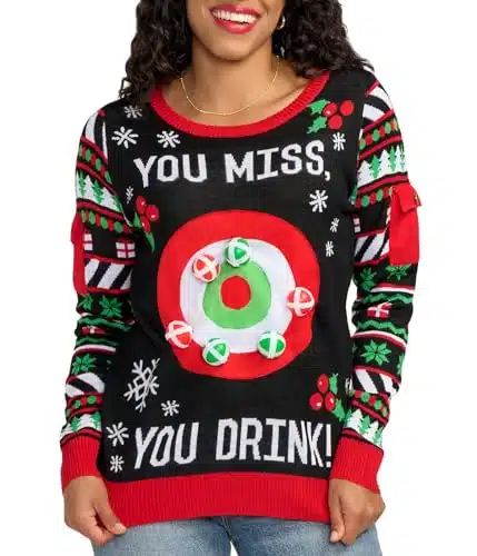 Tipsy Elves Women's Drinking Game Ugly Christmas Sweater Medium