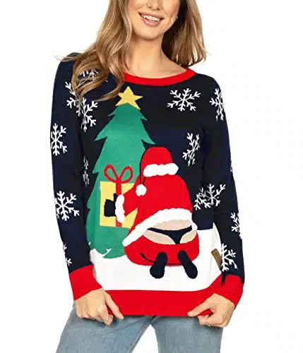 Tipsy Elves Women's Winter Whale Tail Sweater   Funny Santa Ugly Christmas Sweater Medium