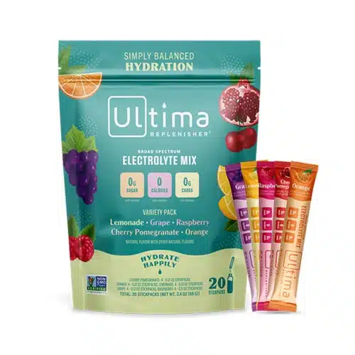 Ultima Replenisher Hydration Packets   Count, Keto & Sugar Free Electrolyte Drink Mix, Flavors, Vegan, Non GMO