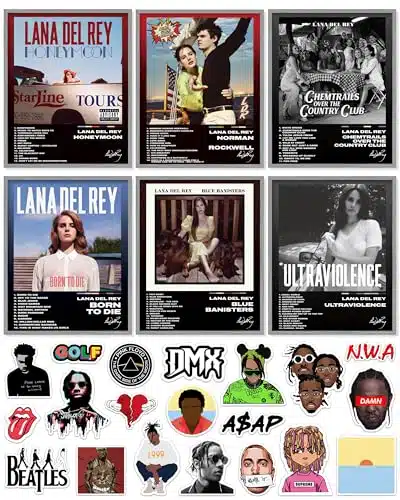 Unique America Pcs Posters, Album Cover Posters, Lana Del Ray, Music Posters, Album Covers For Wall Decor, Lana Del Rey Posters x Total Lana Del Rey Poster & Stickers Black Design Unframed
