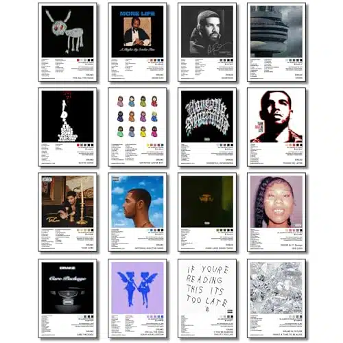 Drake Poster (Pcs  inch) Album Cover Music Posters for Room Aesthetic, Wall Art for Room Decor Posters for Fans Unframed