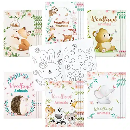 Dvbonike Pcs Floral Woodland Animals Coloring Books Including Rabbit Fox Owl Bear Elk DIY Bears Art Drawing Patterns Birthday Party Favors Gifts Home School Activity Supplies 