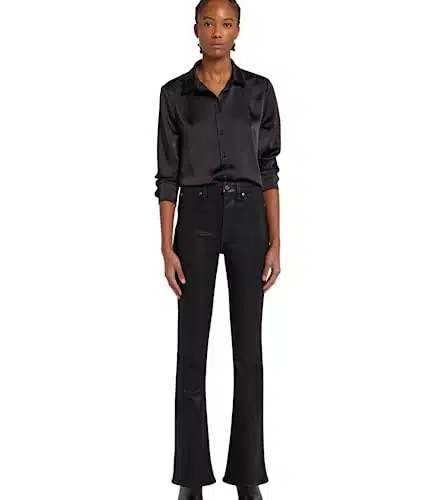 For All Mankind Women's Ultra High Rise Flare Pants, Coated Black