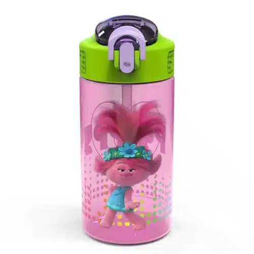 Zak Designs, Inc. Troll Friends BPA Free Water Bottle for Kids  themed Kids Insulated Water Bottle with Push Button Spout, Ideal Water Bottle for Kids during School Days and T